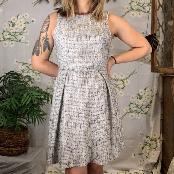 Aqua Dresses & Skirts - BLOOMINGDALES Black and white tweed skater dress